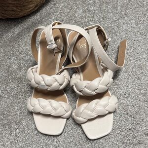 Crown & Ivy Cream Braided Sandals